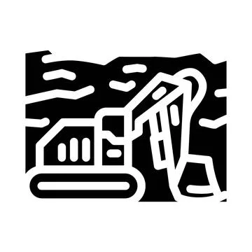 Mining operations glyph icon vector illustration 스톡 일러스트