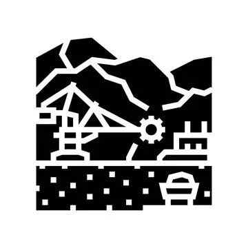 Mining operations glyph icon vector illustration Illustrazione stock