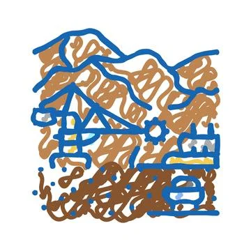 Mining operations icon doodle illustration 스톡 일러스트