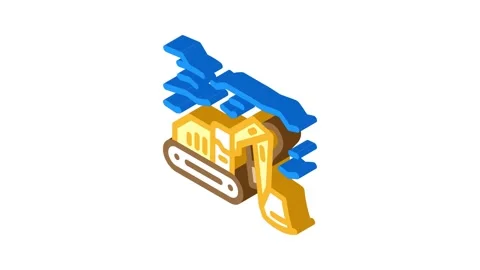 Mining operations isometric icon animation Stock Footage 327290778