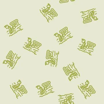 Mining operations line vector seamless pattern Stock Illustration