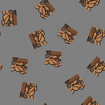 Mining operations vector seamless pattern Stock Illustration