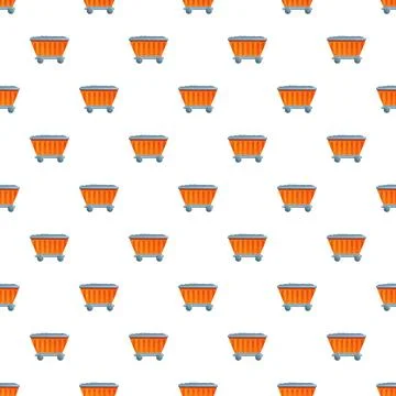 Mining ore carts full of coal seamless pattern Illustrazione stock