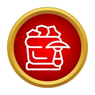 Mining ore wagon with pickaxe icon concept 스톡 일러스트