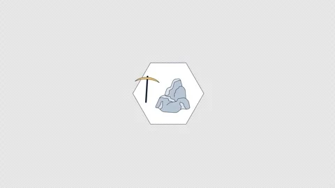 Mining pickaxe breaking rock hexagon 2D cartoon object animation Stock Footage 337708471