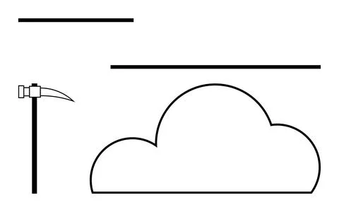 Mining pickaxe, curved cloud, and straight lines. Ideal for mining, technolog Stock Illustration