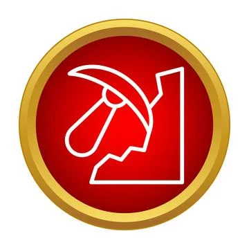 Mining pickaxe hitting rock resource extraction icon Stock Illustration