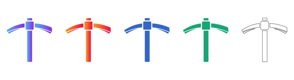 Mining Pickaxe Icon Collection with Gradients Stock Illustration