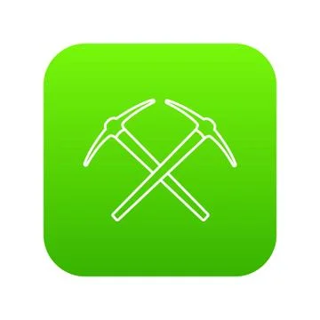 Mining pickaxe icon green vector Illustrazione stock