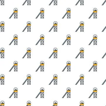 Mining pit winding tower shaft seamless pattern Stock Illustration