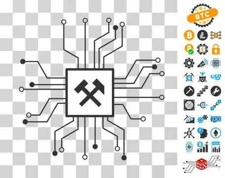 Mining Pool Circuit Icon with Bonus Stock Illustration