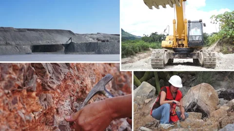 Mining Process and Activity Collage Stock Footage 42166091