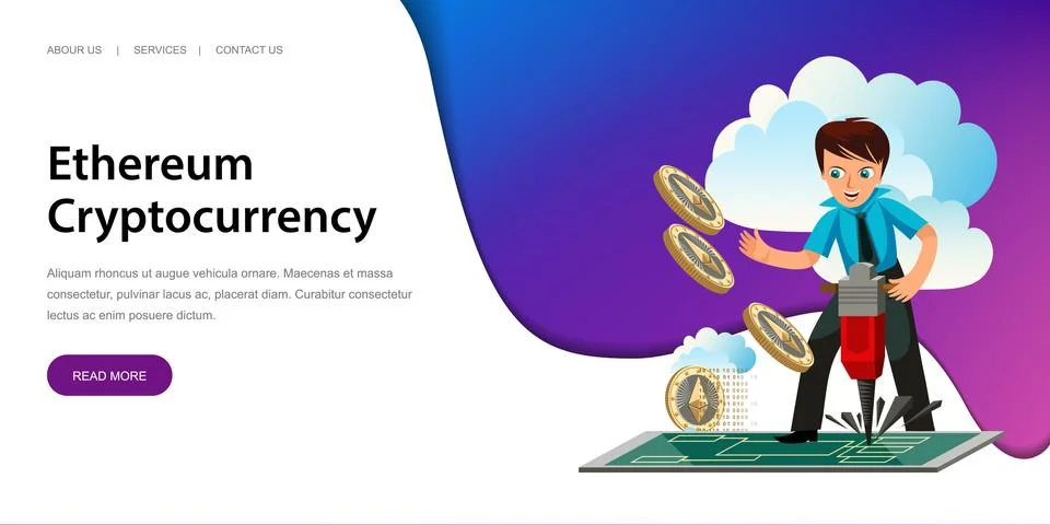 Mining process of Ethereum crypto currency poster イラスト素材