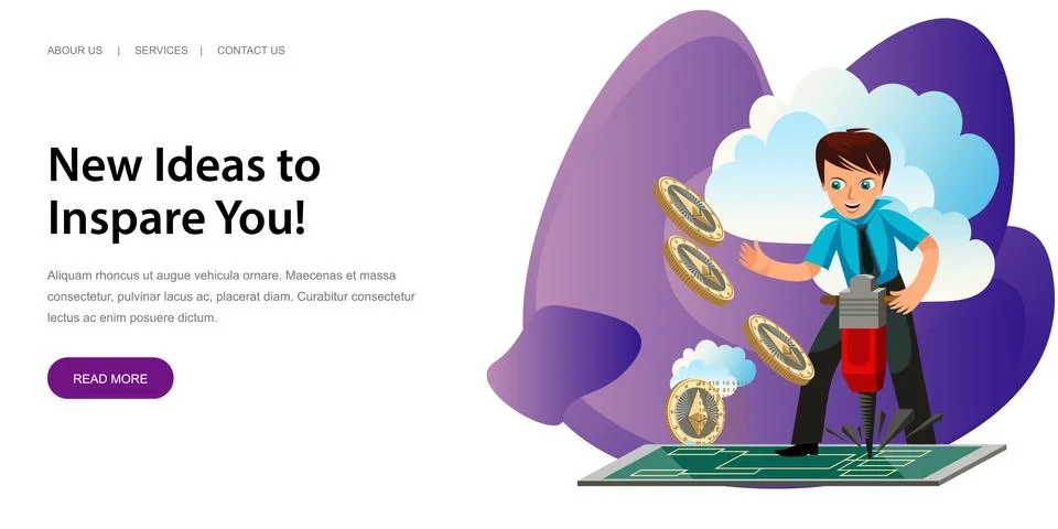 Mining process of Ethereum crypto currency poster Stock Illustration