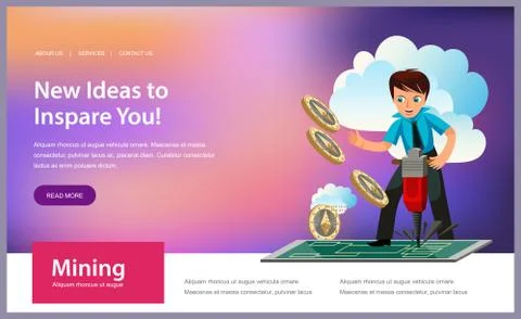 Mining process of Ethereum crypto currency poster Stock Illustration