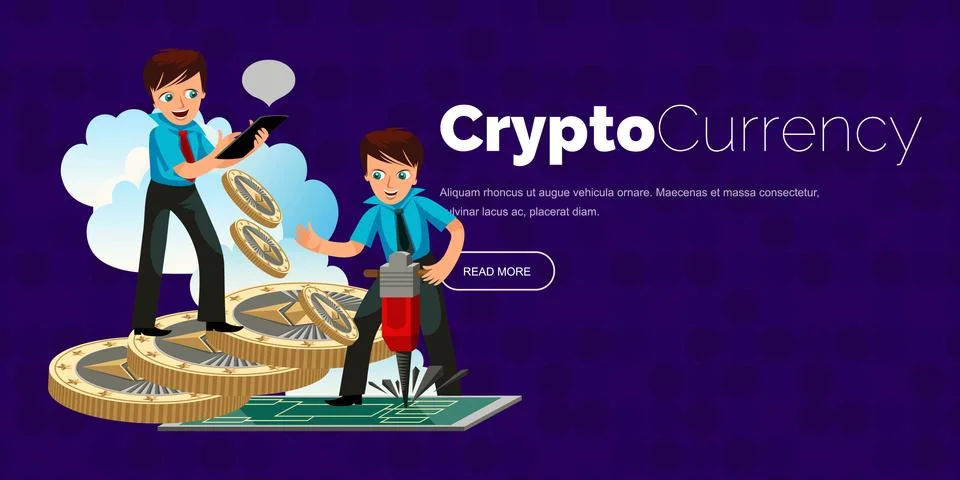 Mining process of Ethereum crypto currency poster 스톡 일러스트