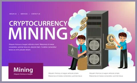 Mining process of Ethereum money poster Illustrazione stock