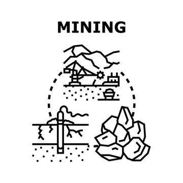 Mining process extracting earth's natural resources concept Stock Illustration