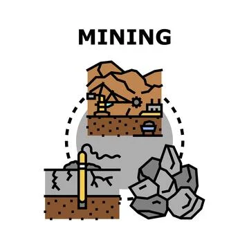 Mining process extracting earth's natural resources concept Ilustración de archivo