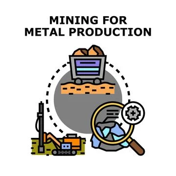 Mining process for metal raw material production Stock Illustration