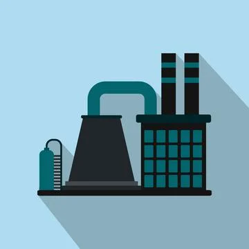Mining processing plant flat icon Stock Illustration