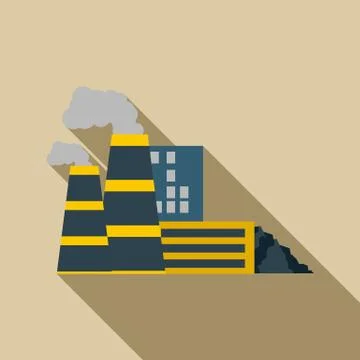 Mining processing plant icon, flat style Stock Illustration