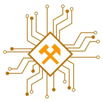 Mining Processor Circuit Flat Icon Illustrazione stock