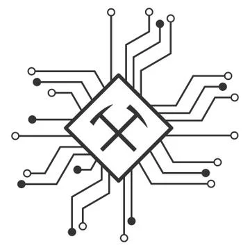 Mining Processor Circuit Flat Icon Stock Illustration