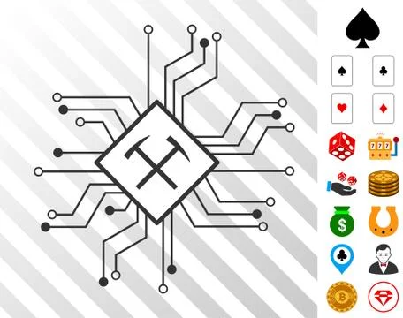 Mining Processor Circuit Icon with Bonus Illustrazione stock