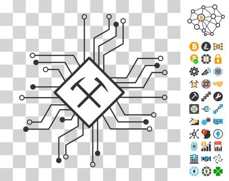 Mining Processor Circuit Icon with Bonus Stockillustratie