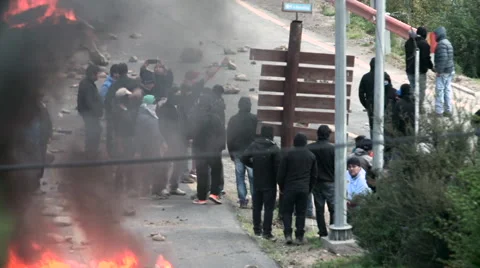 Mining Protest - Road Block - Uproar - Closeup on People Stock Footage 67571508