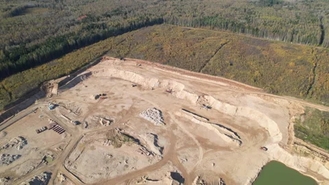 Mining Quarry with Heavy Machinery and Sand Extraction Operations. Drone footage Stock Footage 290100550