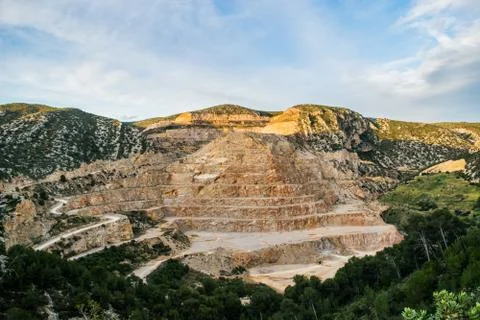 Mining quarry, pit . serra de coma roja, Foto stock