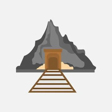 Mining Railway Mountain Vector Illustration Graphic Ilustração Stock