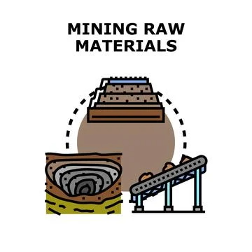 Mining raw materials process and industrial extraction Stockillustratie