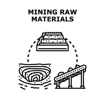 Mining raw materials process and industrial extraction Stock Illustration