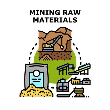 Mining raw materials processing and extraction industry concept Stock Illustration