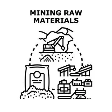 Mining raw materials processing and extraction industry concept Stock Illustration