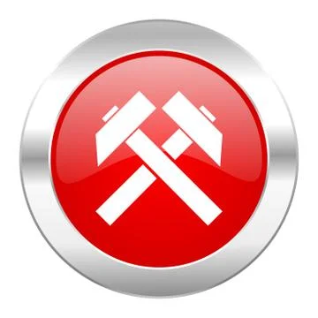 Mining red circle chrome web icon isolated. Stock Illustration