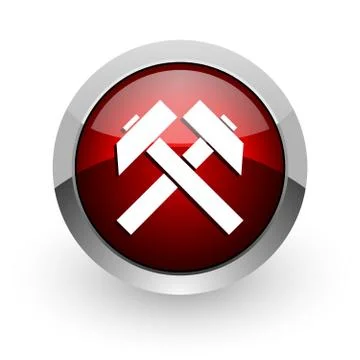 Mining red circle web glossy icon. Stock Illustration