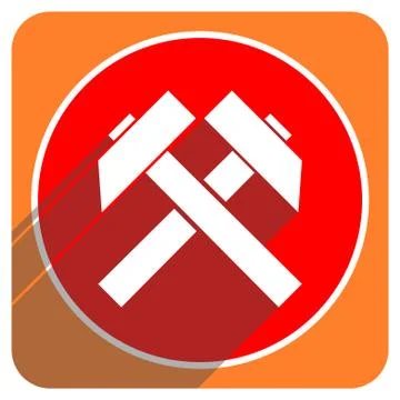 Mining red flat icon isolated. Stock Illustration