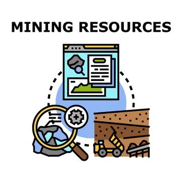 Mining resources exploration and extraction process concept Stock Illustration