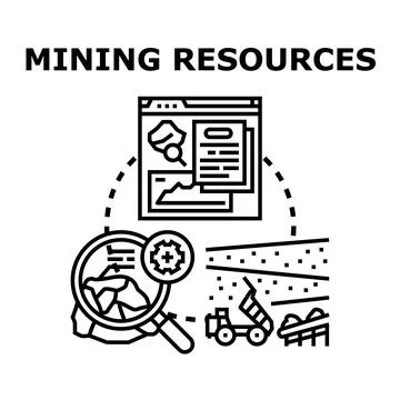 Mining resources exploration and extraction process concept Stock Illustration