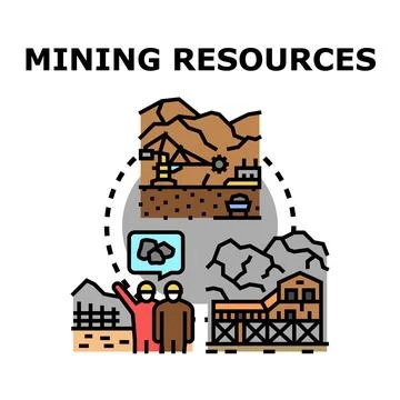 Mining resources extraction and industrial processing concept Stock Illustration
