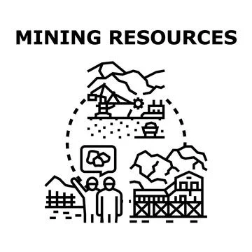 Mining resources extraction and industrial processing concept Stock Illustration