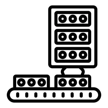 Mining server distributing cryptocurrency to conveyor belt Illustrazione stock