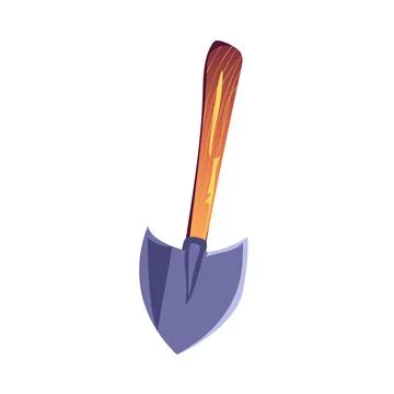 Mining shovel in flat design. Digging industry instrument, old trowel. Vector Stock Illustration