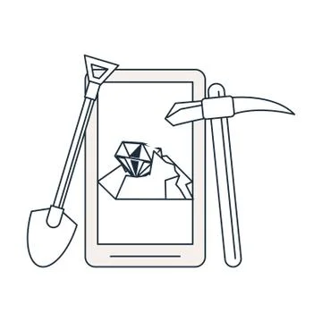 Mining from smartphone and tools Stock Illustration