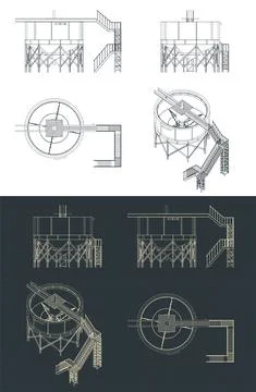 Mining Thickener Tank Blueprints Stock Illustration