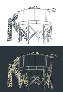 Mining Thickener Tank Blueprints Illustrazione stock